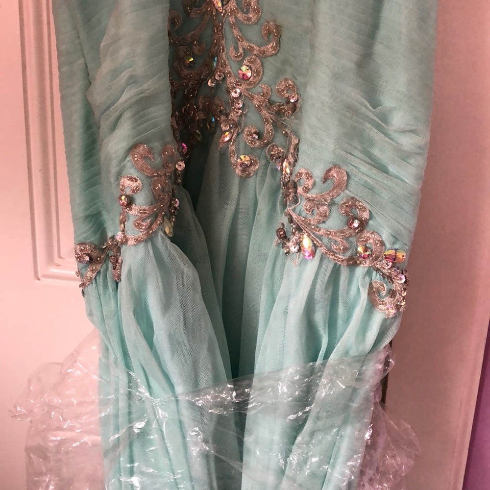 Coya Collection Strapless Mint Sequin Prom Dress - Picture 3 of 8
